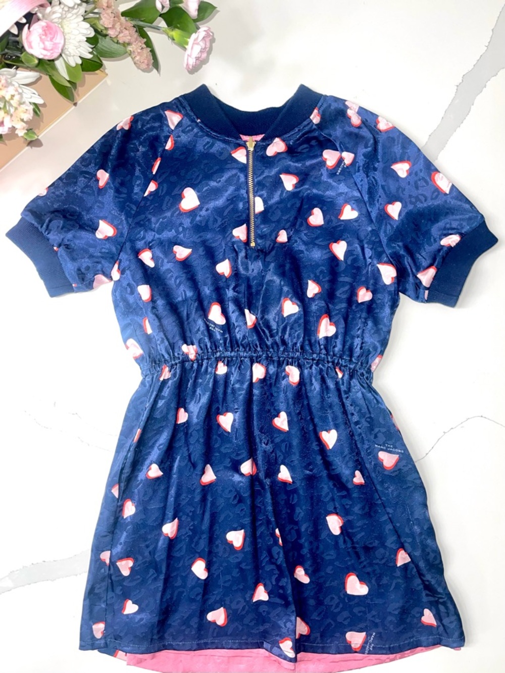 Marc Jacobs Navy Dress with Pink Heart Print